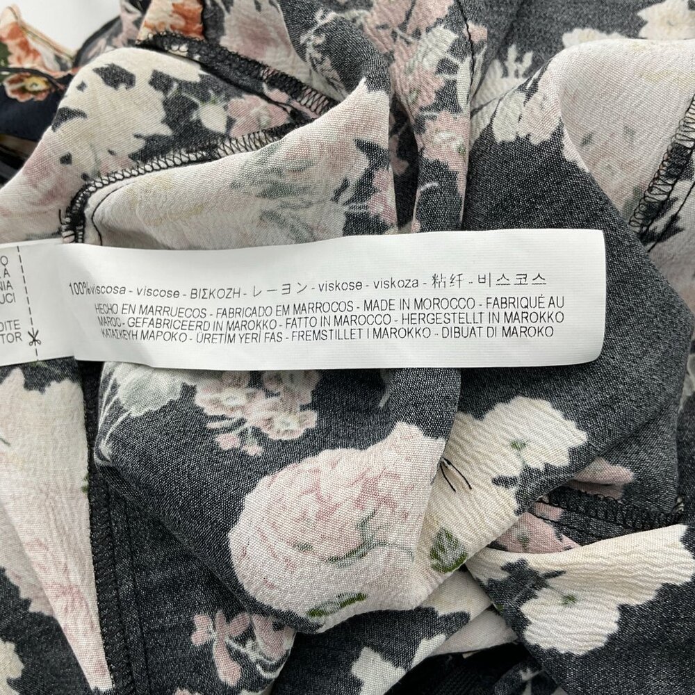 Zara Woman Floral Jumpsuit Ruffle Shoulder Tie Back Wide Leg Med NWT - Picture 8 of 9